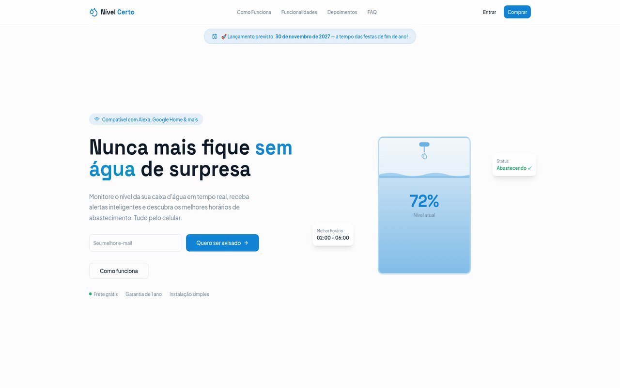 Nível Certo — Nunca mais fique sem água de surpresa.