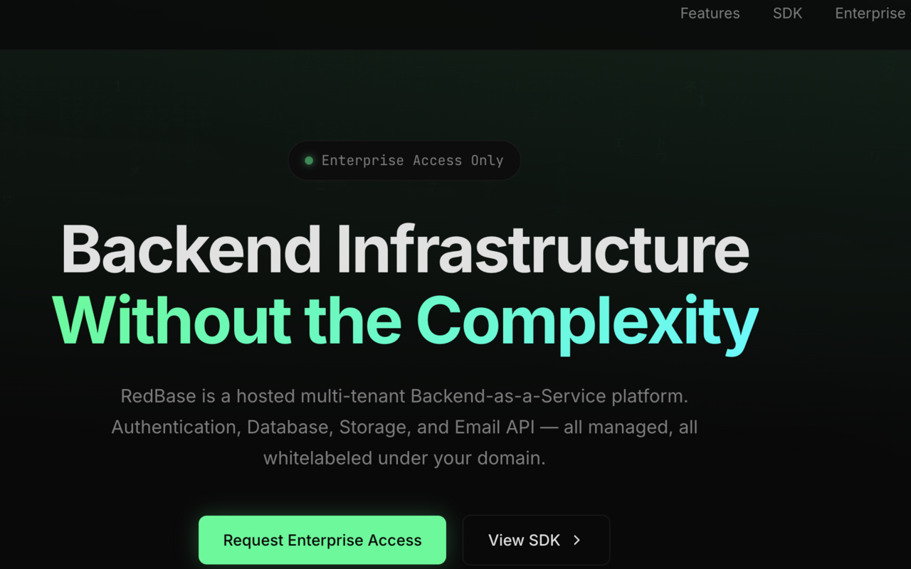 RedBase — Backend-as-a-Service hospedado para produtos Rednew e clientes enterprise.