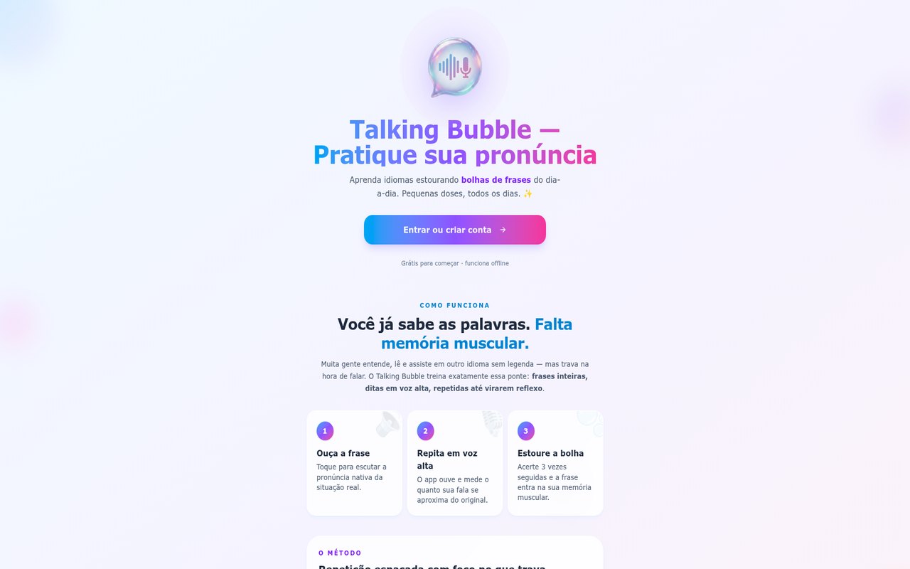 Talking Bubble — Pratique pronúncia estourando bolhas de frases do dia a dia.